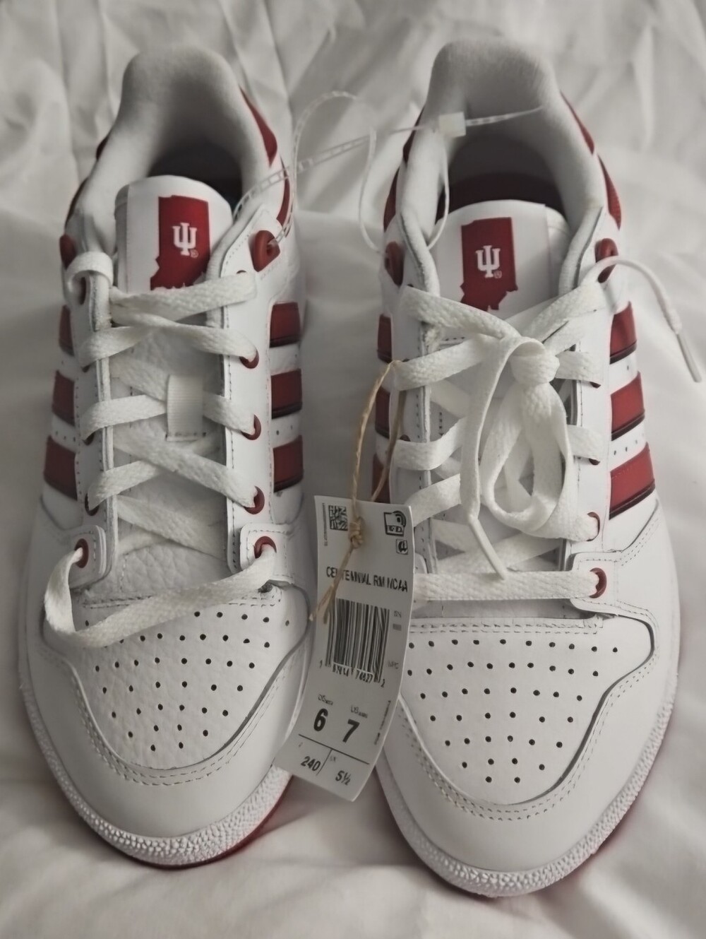 Adidas White Sneakers with Red Stripes and University Logo Us 6